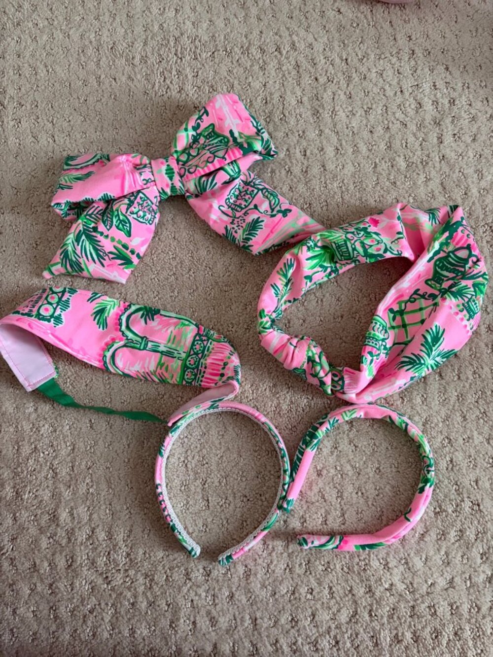 Lilly Pulitzer Inspired Handmade Hair Accessories Lot 5pc Bow Headbands Like New